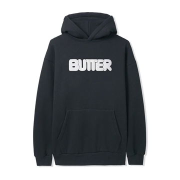 Butter Goods Sweat Hoodie Puff Rounded Logo Washed Black